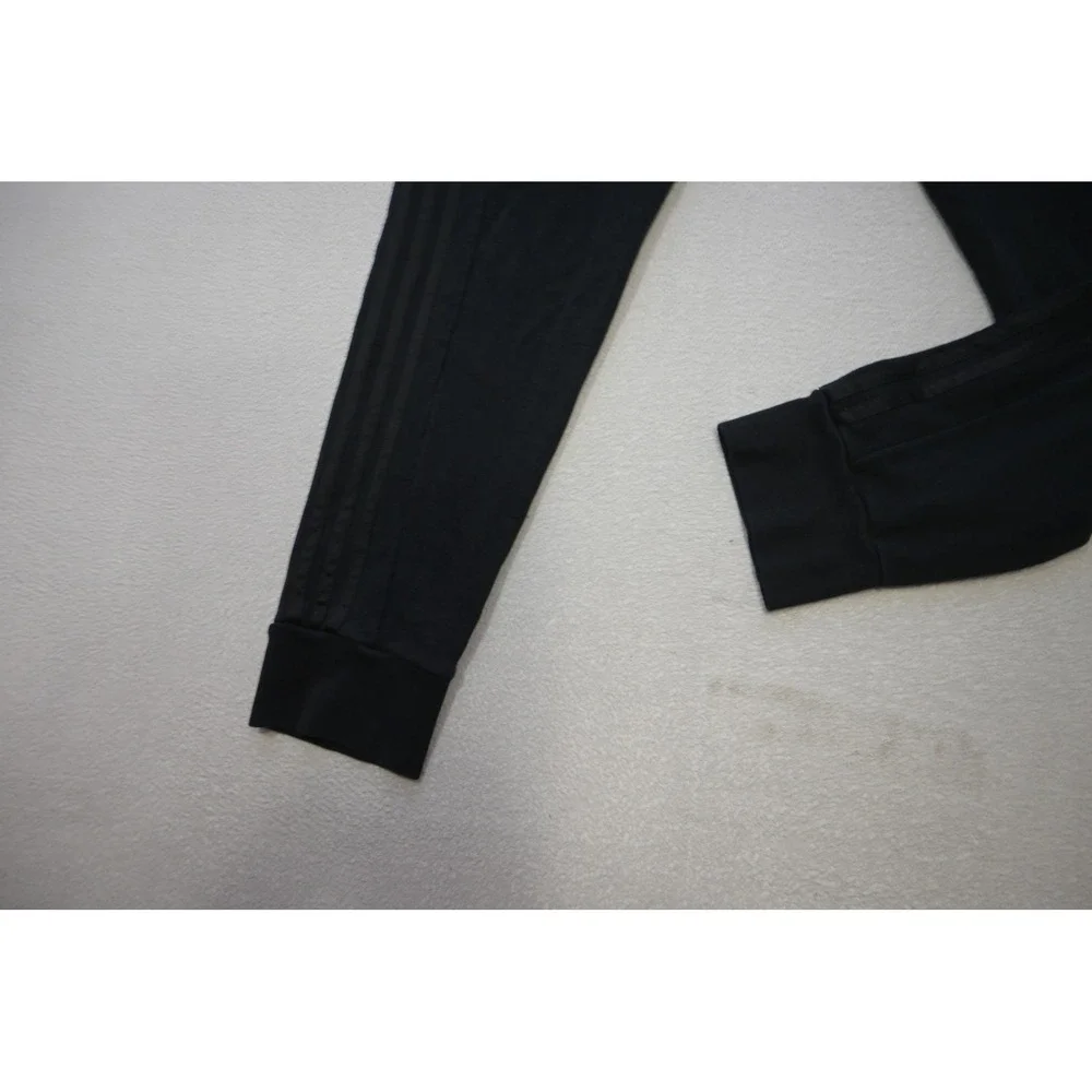 Adidas Joggers Mens Medium Black 3-Stripe Tapered Cuffed Sweatpants‎ Excellent